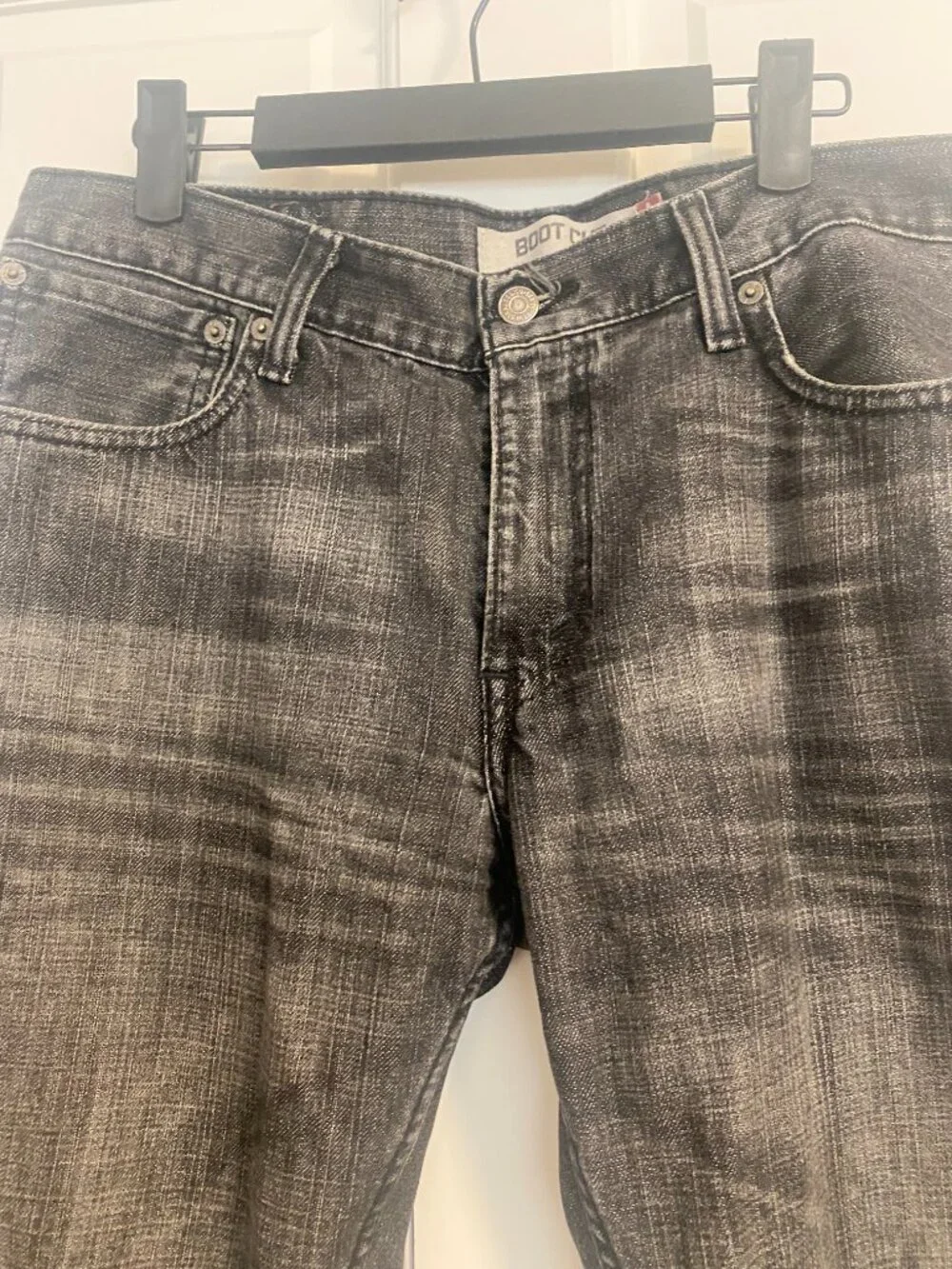 Levi's 527 Bootcut Jeans Men's 33x30 Blue Washed Black Stretch Denim Distressed